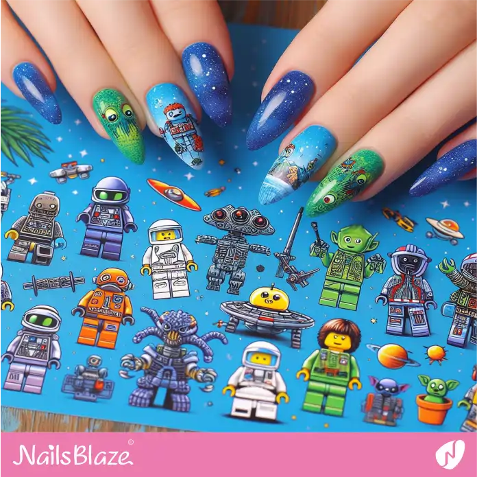 LEGO UFO Alien Nail Design | Game Nails - NB2727